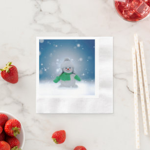 Serviette En Papier Le personnage de bonhomme de neige de Noël adorabl