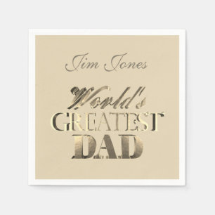 Serviette En Papier Le plus grand papa du monde Elegant Gold Look ivoi