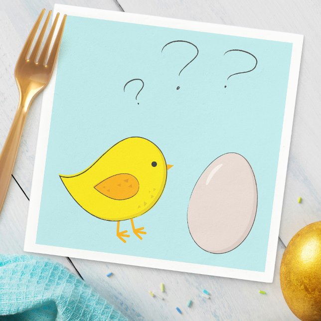 Serviette En Papier Le poulet ou l'oeuf mignon dessin animé de Pâques  (Créateur téléchargé)