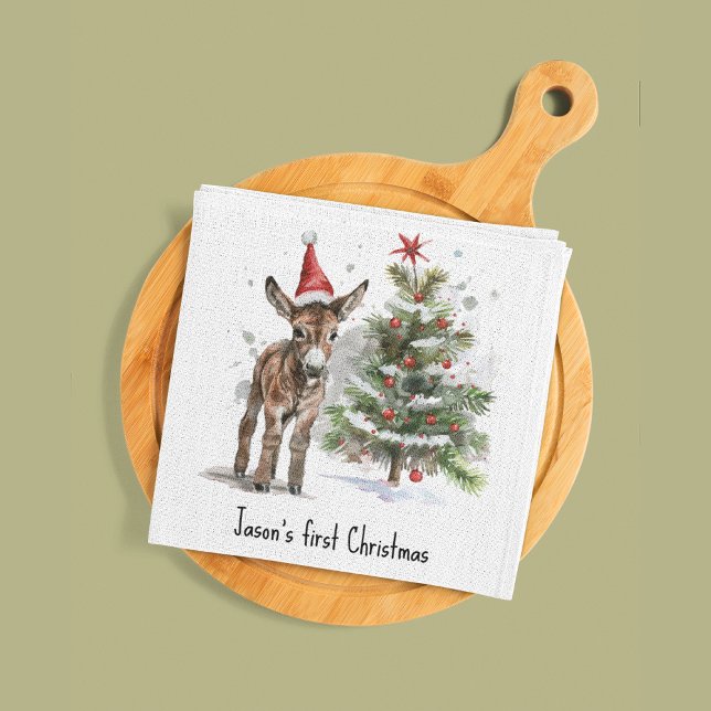 Serviette En Papier Le premier Noël du Donkey sucré, coutume (Créateur téléchargé)