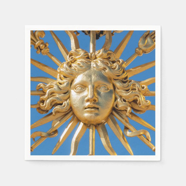 Serviette En Papier Le Roi Soleil à la Porte d'Or du château de Versai (Devant)