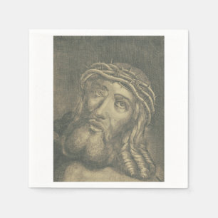 Serviette En Papier Le Saint Visage de Jésus en Art Monochrome