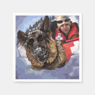 Serviette En Papier Le Shepard allemand recherche et Secourt dans la n