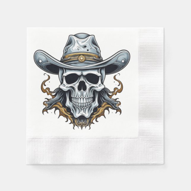 Serviette En Papier Le squelette cowboy (Devant)