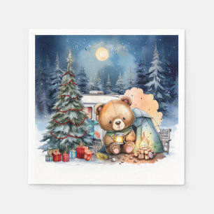 Serviette En Papier Le thème de Noël du camping pour le camping