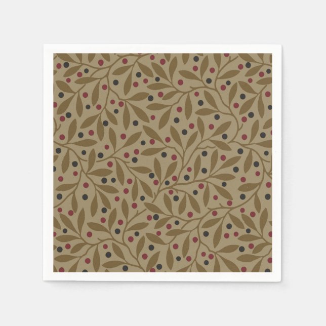 Serviette En Papier Leaf Berry Classique Colorful Art Motif (Devant)