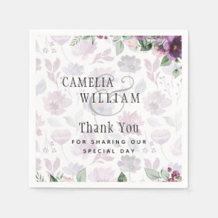 Serviette En Papier LeahG Plum Purple Berry Mariage Floral Automne Hiv