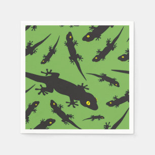 Serviette En Papier Leaping Lizard Reptile brillant vert Gecko