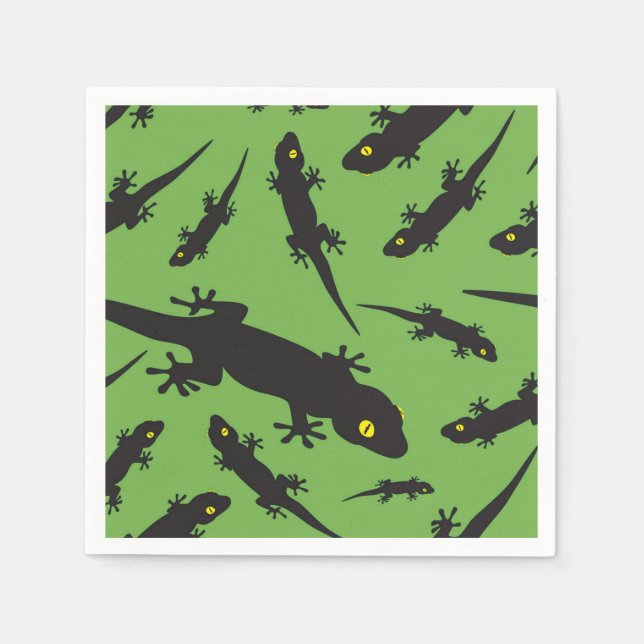 Serviette En Papier Leaping Lizard Reptile brillant vert Gecko (Devant)