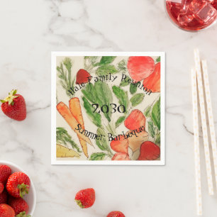 Serviette En Papier Légumes de jardin aquarelle lumineux