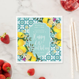 Serviette En Papier Lemon Méditerranée 60e Anniversaire Bleu Océan