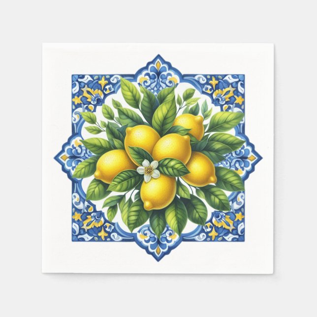 Serviette En Papier Lemon Tile Napkins (Devant)