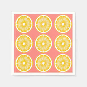 Serviette En Papier Lemonade rose moderne & Jaune