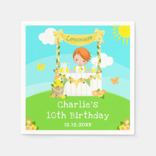Serviette En Papier Lemonade Stand Birthday Red Hair Boy