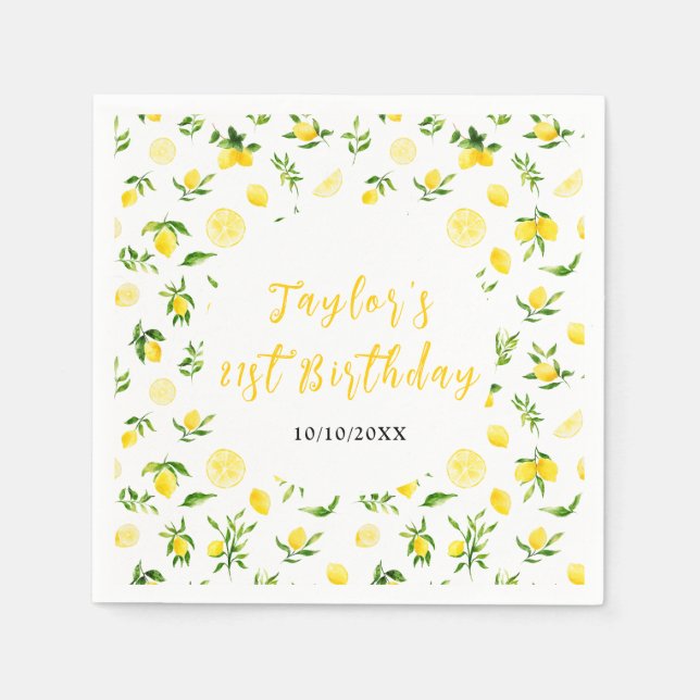 Serviette En Papier Lemons and Foliage Birthday (Devant)