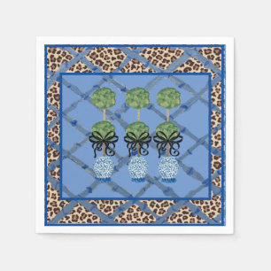 Serviette En Papier Leopard Bleu Bambou Chinoiserie Papier à jarre de