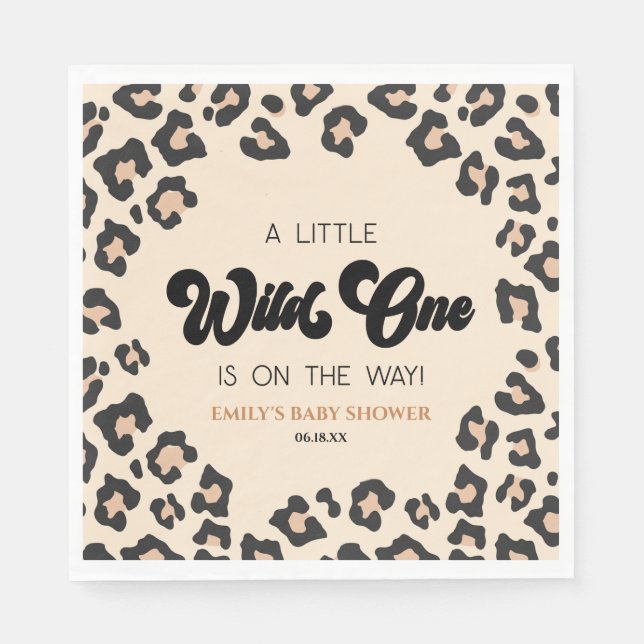 Serviette En Papier Leopard Cheetah Imprimer un Baby shower sauvage (Devant)