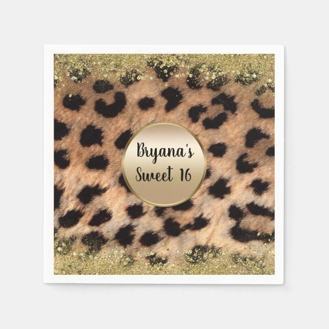 Serviette En Papier Leopard Cheetah Poster de animal Parties scintilla (Devant)