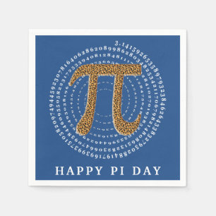 Serviette En Papier Leopard Pi 3.14 Numéro Spiral Joyeux Pi Day Blue
