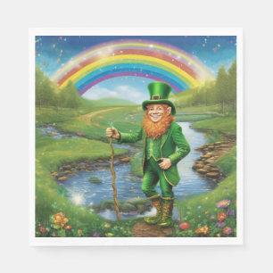 Serviette En Papier Leprechaun Rainbow