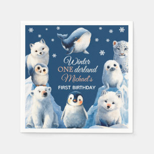 Serviette En Papier Les animaux arctiques mignons Premier anniversaire