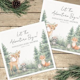 Serviette En Papier Les Animaux de la Forêt de Bois - Baby Shower Aven
