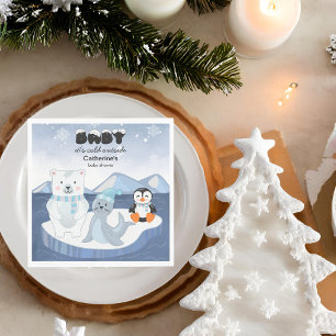 Serviette En Papier Les animaux de l'Arctique Baby shower d'hiver Wond