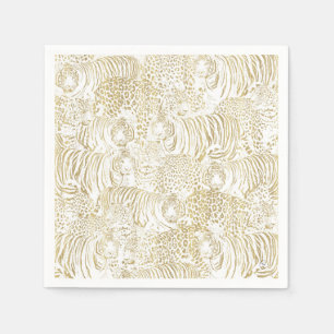 Serviette En Papier Les animaux de tigres léopards d'or