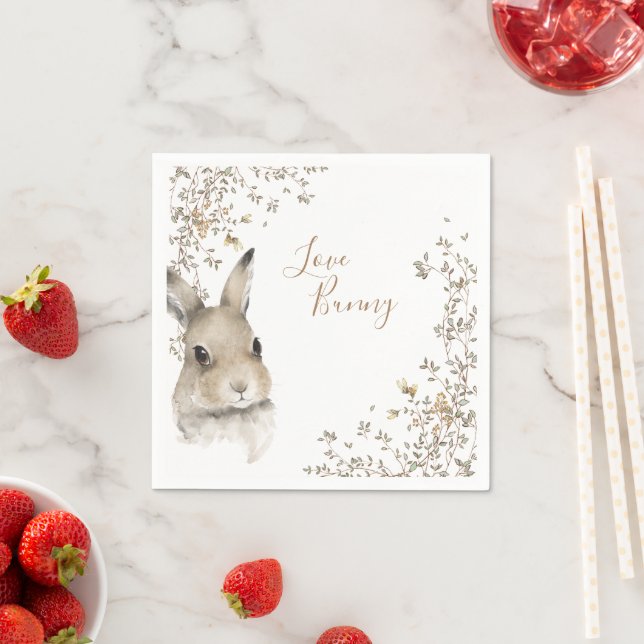 Serviette En Papier Les animaux des bois aiment le lapin Script floral (En situation)