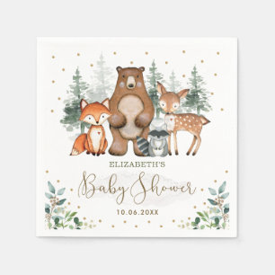 Serviette En Papier Les animaux des forêts Baby shower de la forêt