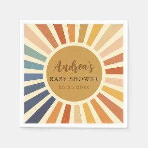 Serviette En Papier les années 70 Baby shower Bohemian Douche Boho Sun