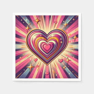 Serviette En Papier les années 70 coeur pop art/Mug de Saint Valentin