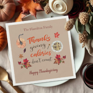 Serviette En Papier Les calories de Thanksgiving ne comptent pas les s