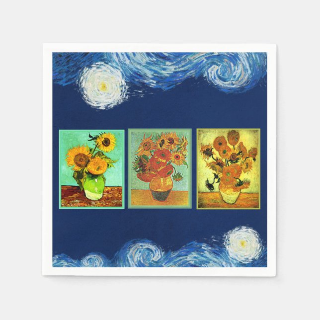 Serviette En Papier Les célèbres tournesols de Van Gogh (Devant)