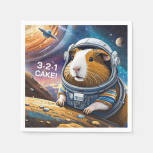 Serviette En Papier Les Cochons de Guinée dans l'espace ! 321 Gâteau !