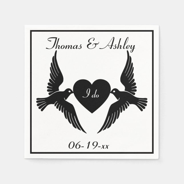 Serviette En Papier Les colombes et le coeur (Devant)