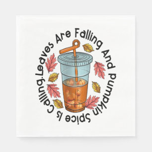 Serviette En Papier Les feuilles Tournent Et Le Citrouille Spice Appel