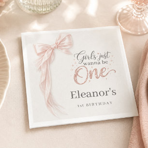 Serviette En Papier Les Filles Veulent Être Un Ruban Rose 1er Annivers