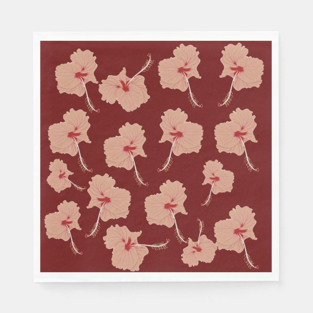 Serviette En Papier Les fleurs d'Hibiscus roses (Devant)