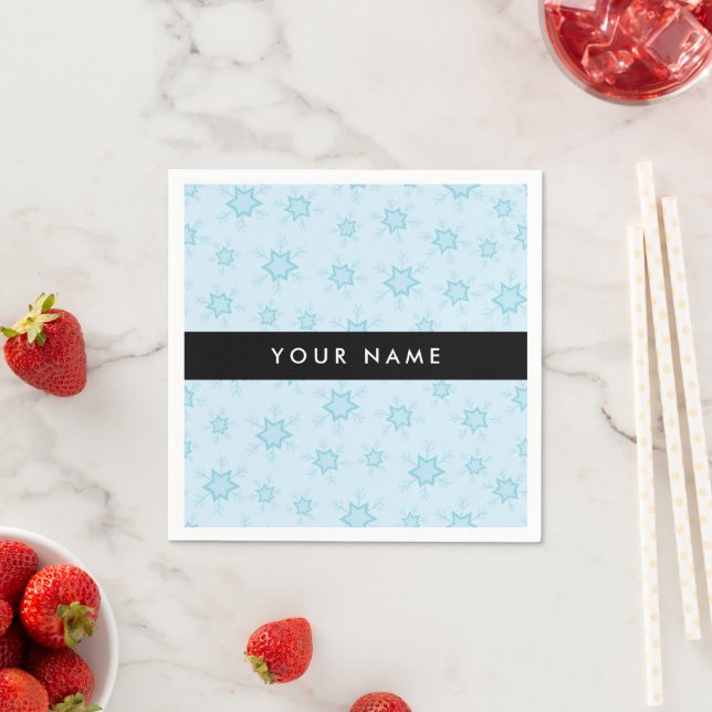 Serviette En Papier Les flocons de neige bleu glace, Votre nom, Person (En situation)