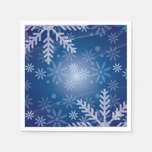 Serviette En Papier Les flocons de neige en bleu (Devant)