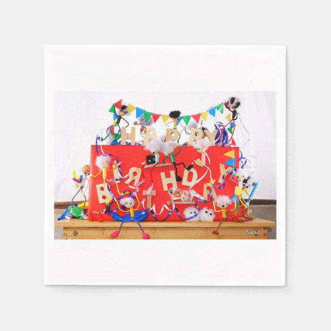 Serviette En Papier Les Fubby qui fêtent leur anniversaire. (Devant)