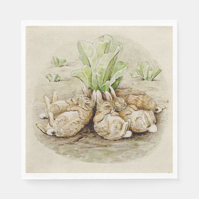 Serviette En Papier Les lapins de Flopsy endormis (par Beatrix Potter) (Devant)
