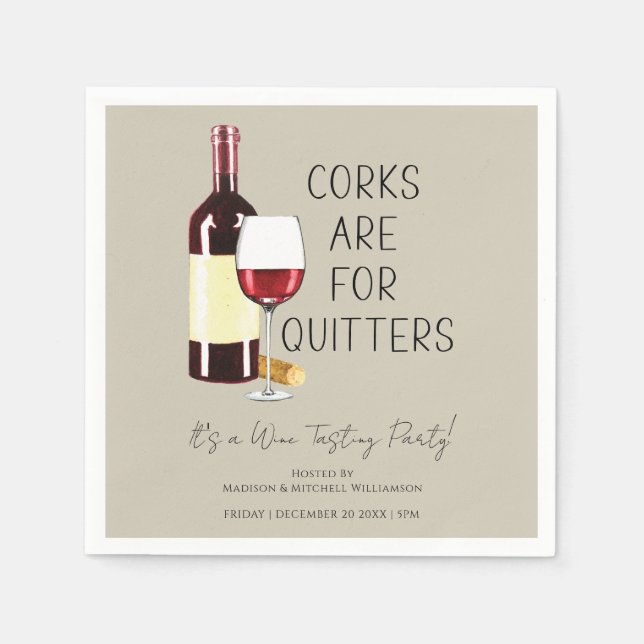 Serviette En Papier "Les lièges sont pour les quitters" Aquarelle Roug (Devant)