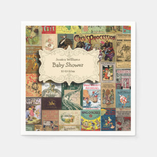 Serviette En Papier Les livres vintages apportent un baby shower de