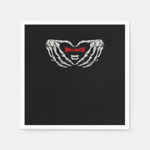Serviette En Papier Les Mains De Squelette Se Plier Dans Un Coeur. Hal