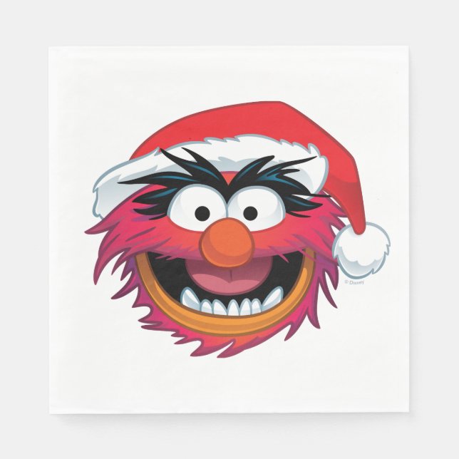 Serviette En Papier Les Muppets | Visage animal de Noël (Devant)