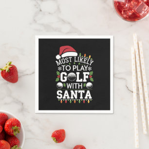 Serviette En Papier Les Plus Probables De Jouer Au Golf Avec Père Noël