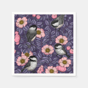 Serviette En Papier Les poulets dans le rose sauvage en rose et violet