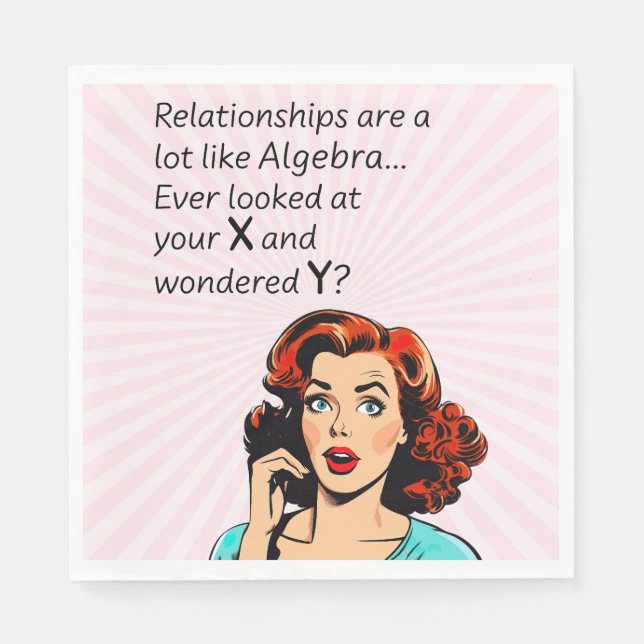 Serviette En Papier Les relations sont comme Algebra Funny Quip (Devant)